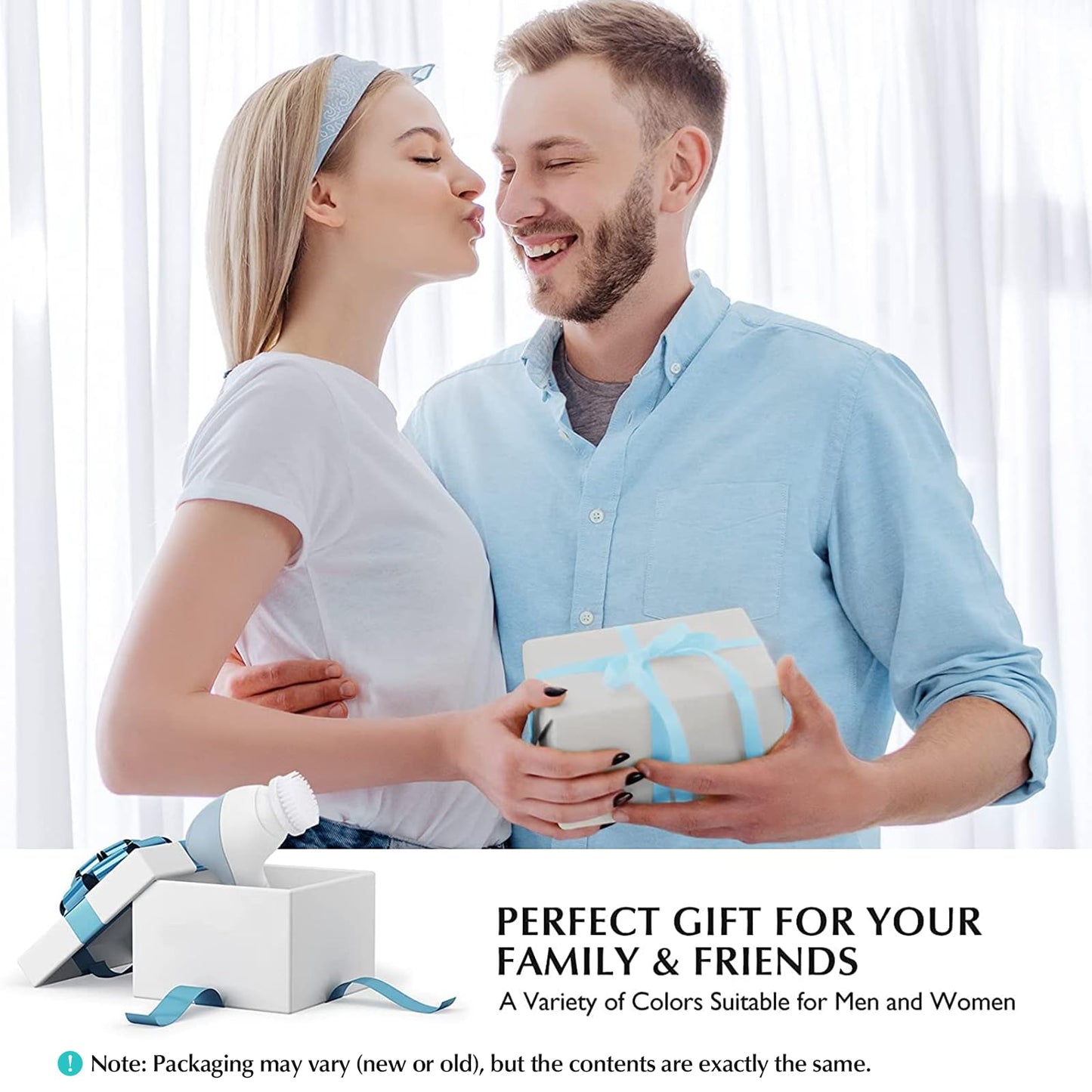 COSLUS Facial Cleansing Brush Silicone Face Scrubber: 2 in1 FBS-D Electric Exfoliating Massage Device Waterproof Deep Cleaning Exfoliation Rotating Spa Machine - Electronic Skin Care Wash Clean System