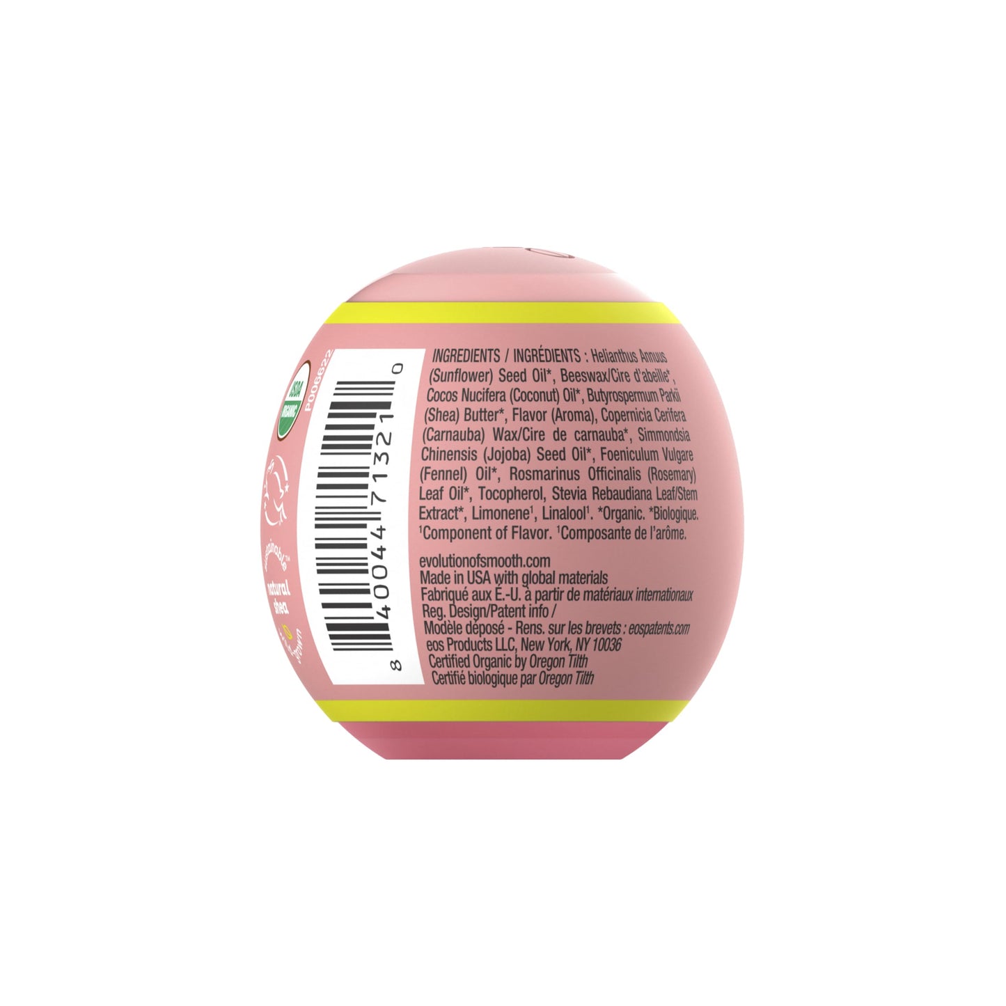 eos 100% Natural & Organic Lip Balm- Strawberry Sorbet, All-Day Moisture, Dermatologist Recommended for Sensitive Skin, Lip Care Products, 0.25 oz