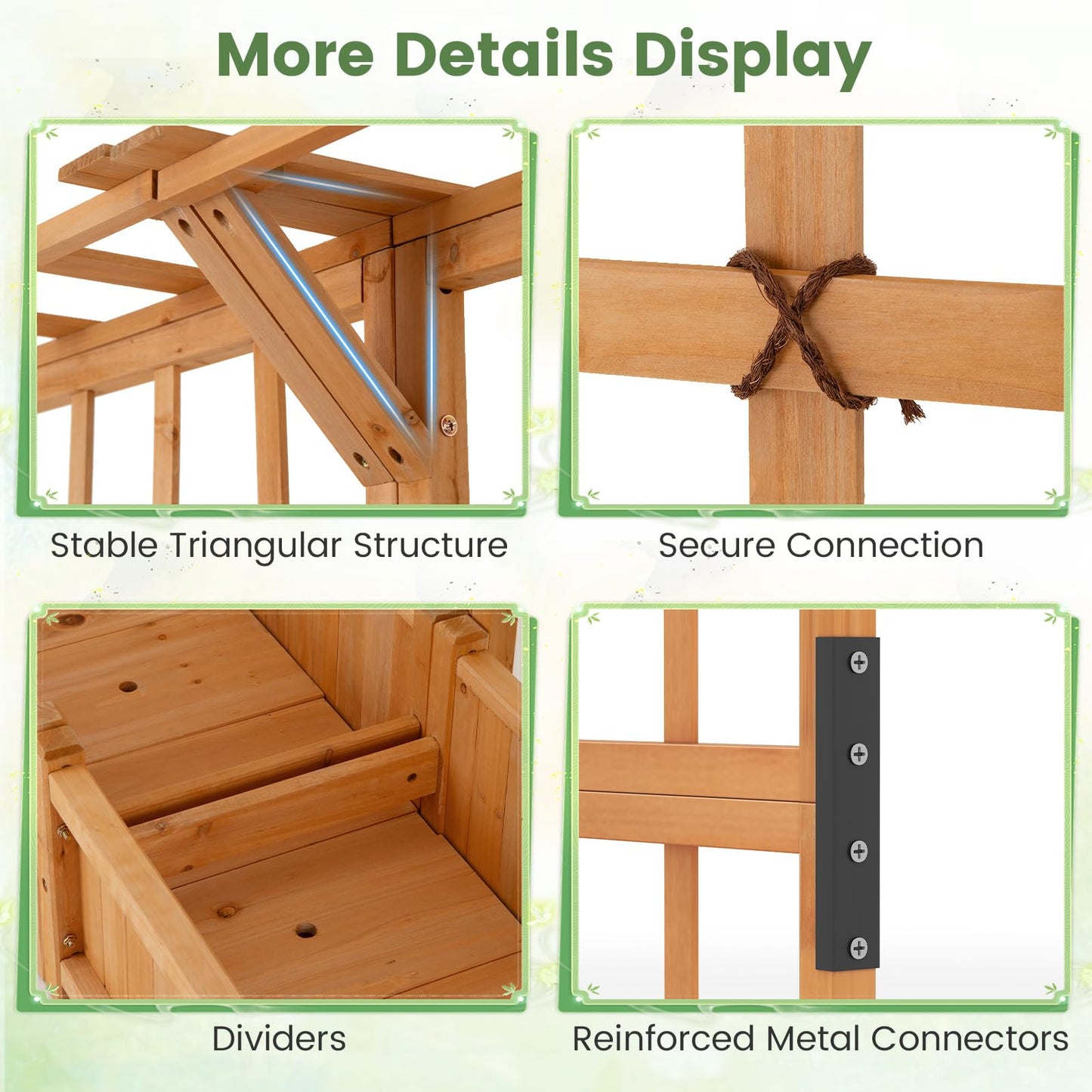 Toolsempire 72" Raised Garden Bed with Lattice Trellis, Hanging Roof & Drainage Holes, Elevated Wooden Planter Box for Vine Climbing Plant, Flower, Herb & Vegetable