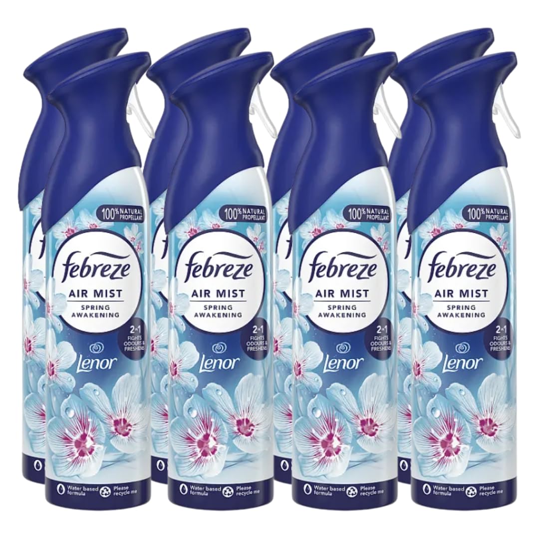 Febreze Air Freshener, Room & Bathroom Spray, Spring Awakening, 185ml x 8 Packs – Odour Fighter