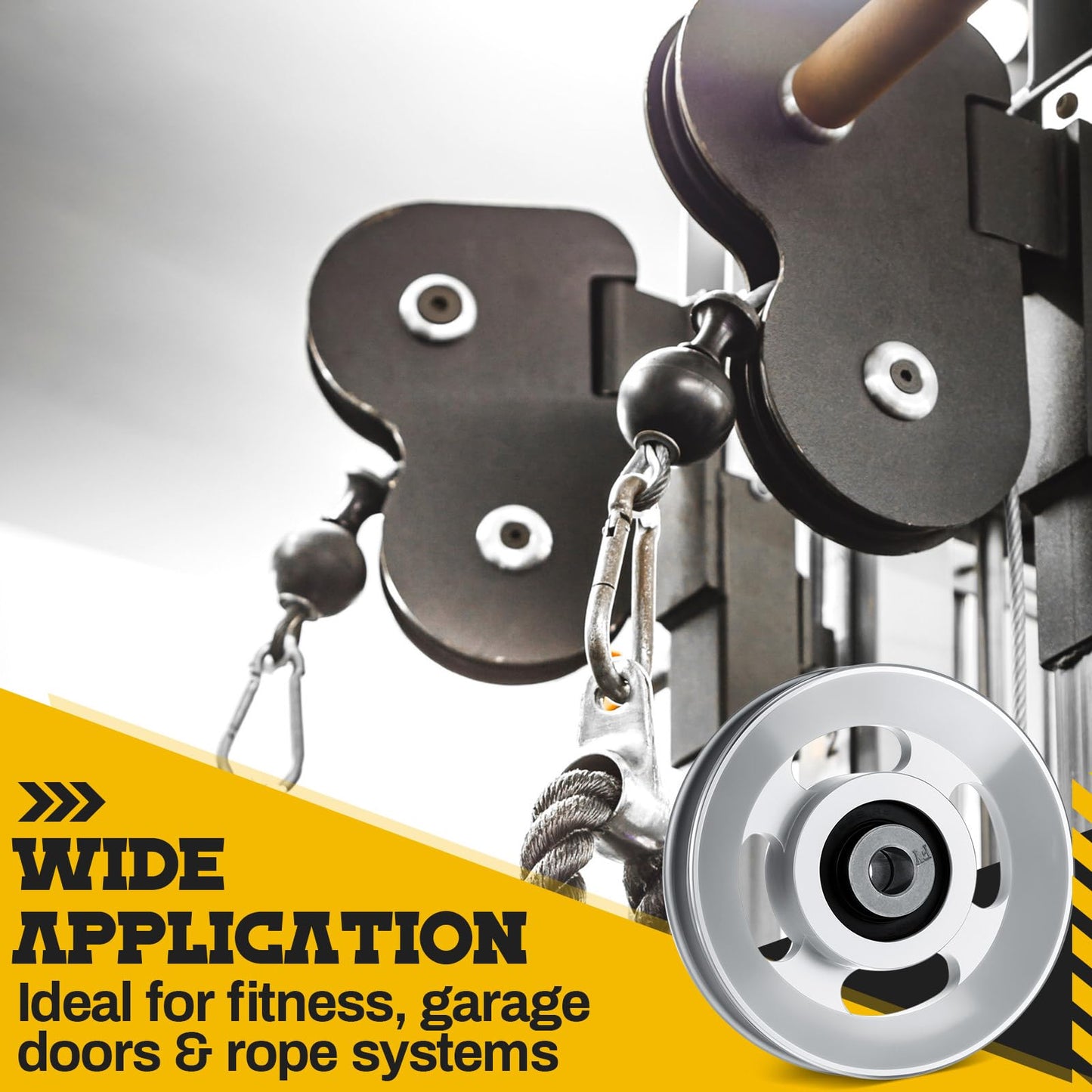 Soulchen 2/4/6/8/10/12 Pcs Aluminum Pulleys for Cable Machine Sets, 90mm Aluminum Alloy Bearing Gym Pulley Wheel for Home Gym Equipment Exercise Pulldown Attachments(Aluminium,Sliver,4 Pcs)