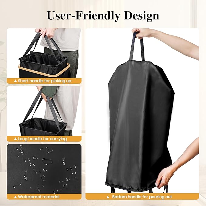 Large Laundry Hamper, 100L Waterproof Laundry Basket