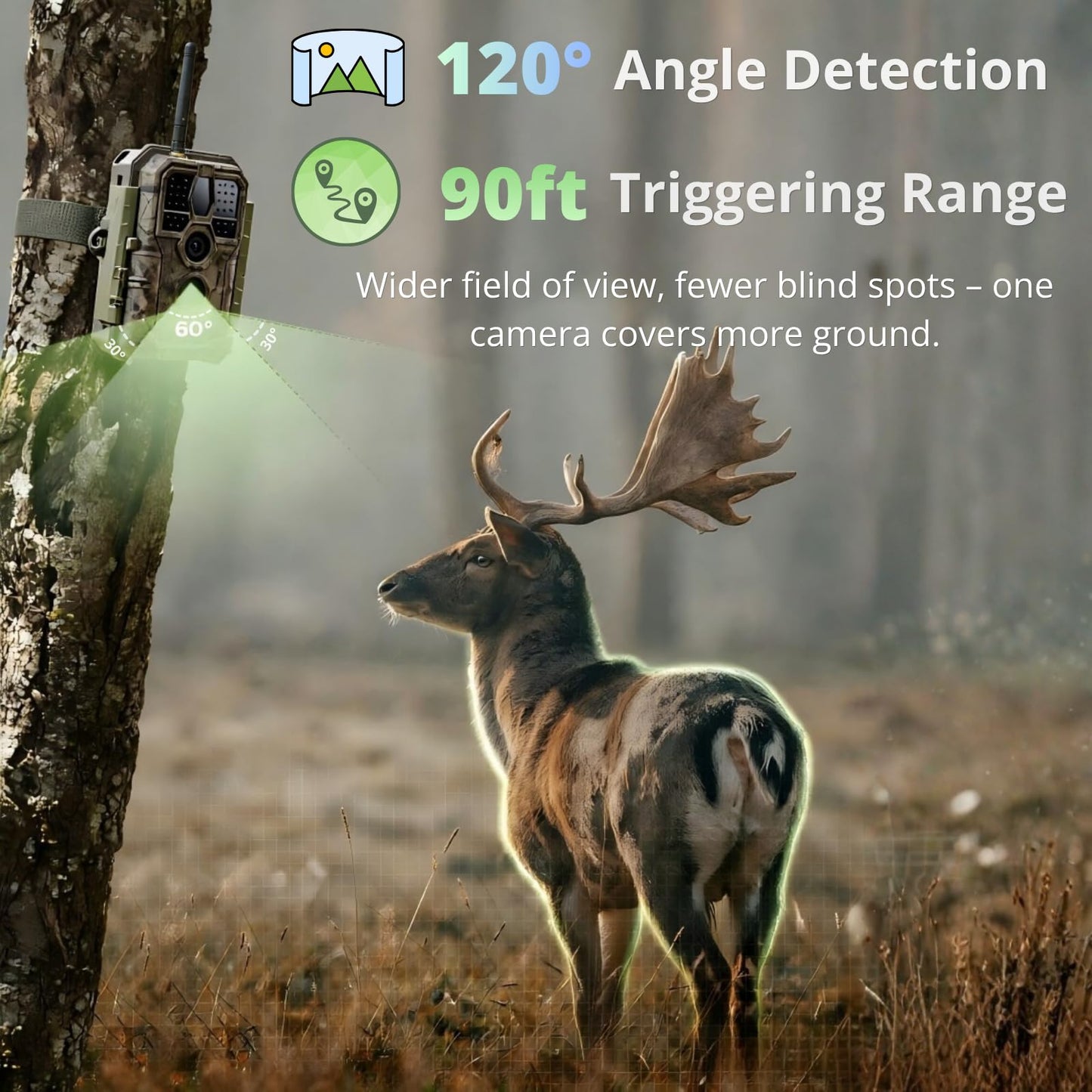BLAZEVIDEO 2-Pack WiFi Trail Camera 64MP 1296P with Audio, 3 PIR Motion Activated 0.1s Trigger & 120° Wide-Angle Detection, 100ft 940nm No-Glow Night Vision, IP66 Waterproof Game Cam for Wildlife