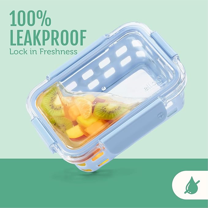 Ello Duraglass 3.4 Cup Meal Prep Sets 10Pc, 5 Pack Set- Glass Food Storage