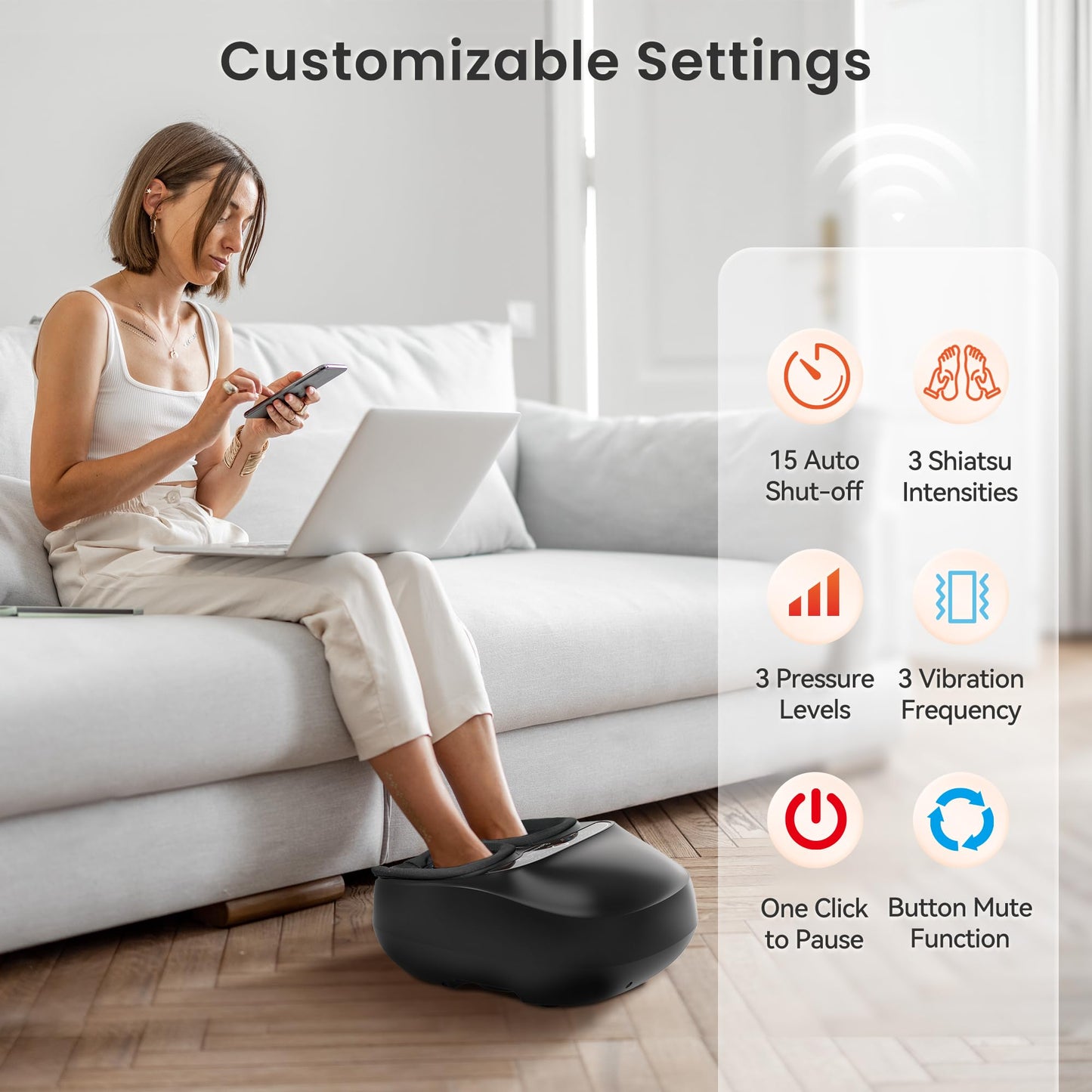 COMFIER Foot Massager with Heat,Kneading,Vibration,Compression,Pause Function,Shiatsu feet Massager for Plantar Fasciitis Neuropathy, Gifts for Him/Her,Remote Control,Size 13