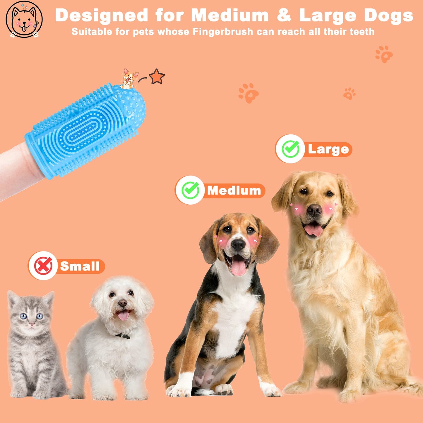 YUEYUEJIA Dog Toothbrush Finger Toothbrush Dogs Tooth Brushing Kit 4Pack Dogs Finger Toothbrushes for Dog Teeth Cleaning& Dental Care Doges Tooth Brush Pet Toothbrush