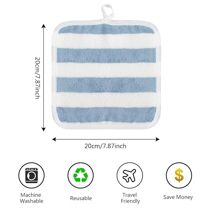SINLAND Microfiber Facial Cloths Fast Drying Washcloth 8inch x 8inch Absorbent