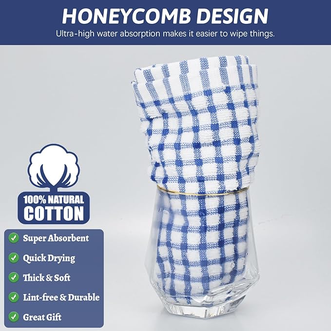 Nialnant 8 Pcs Kitchen Dish Rags, 100% Cotton Kitchen Towels Soft Absorbent