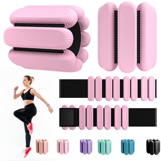 TIMOOU Ankle Weights for Women Men, Adjustable Wrist Weighted Bracelet for Home Gym Workout, Walking, Running, Travel, Pilate, Yoga, Exercise,Barre,Strength Training. Set of 2 (1Lb Each) (Pale Pink)