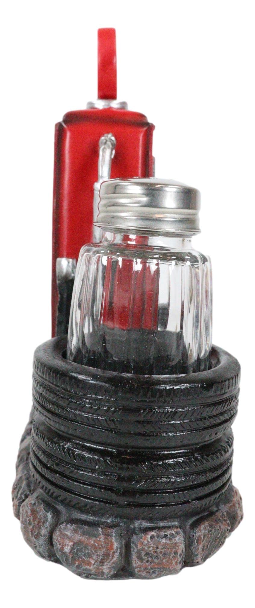 Ebros Gift Vintage Nostalgia Route 66 Highway Stop Old Fashioned Red Gas Pump Station Salt And Pepper Shaker Holder Figurine Cross Country Road Trip Lovers Kitchen Accent