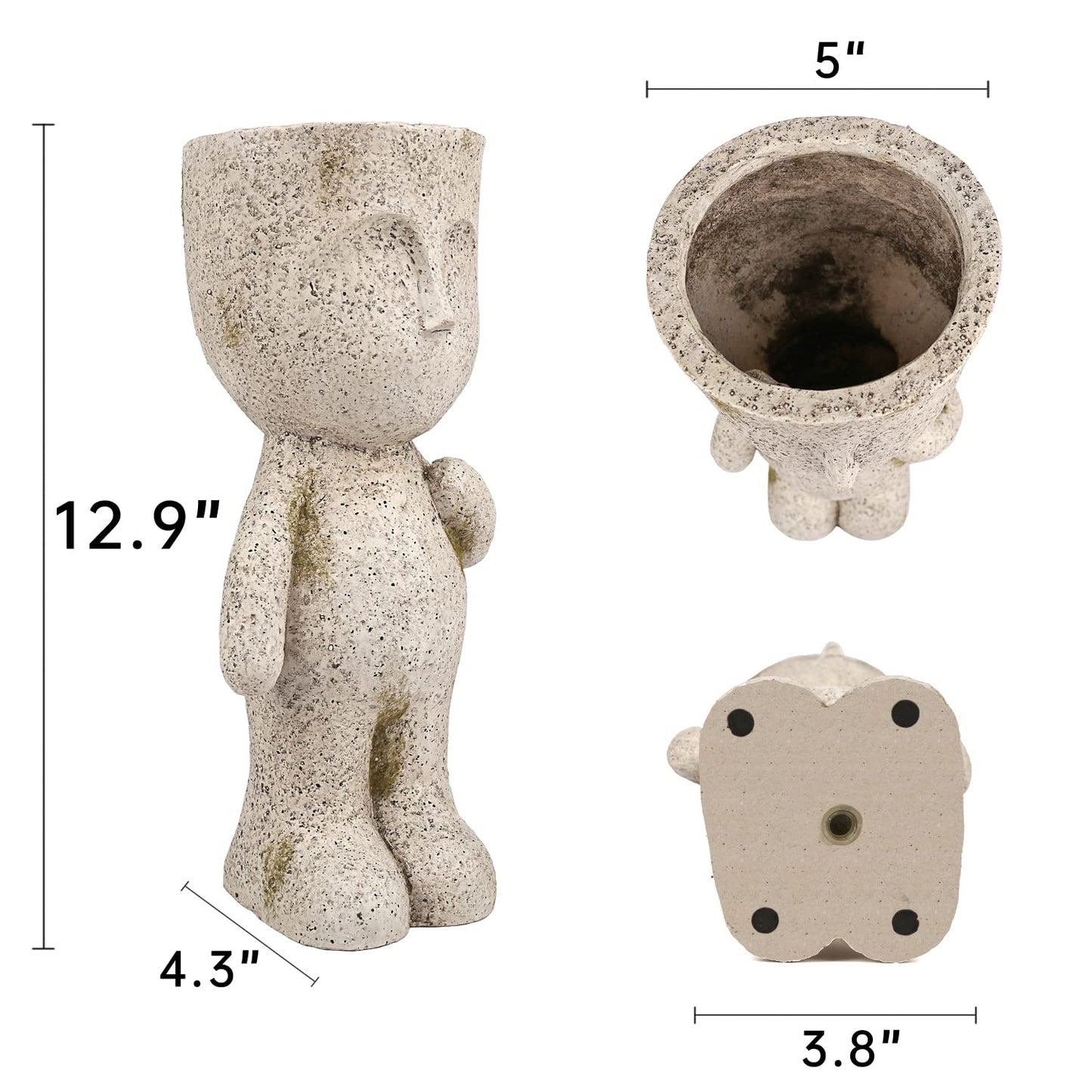 FIMOFIDRE CYNOR Head Planter Face Planters for Indoor Plants Resin Plant Pots with Drainage Hole Unique Succulents Plants Live Outdoor Tree Man