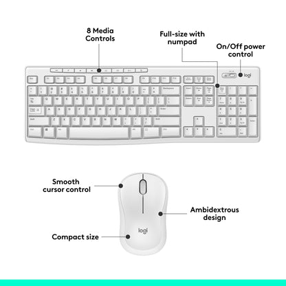 Logitech MK270 Wireless Keyboard and Mouse Combo for Windows, 2.4 GHz, 8 Multimedia Keys, PC, Laptop, Wireless Keyboard Compact Mouse Combo - Black