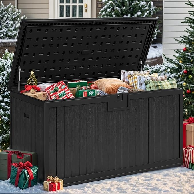 YITAHOME XXL 230 Gallon Large Deck Box,Outdoor Storage for Patio Furniture Cushions,Garden Tools with Flexible Divider,Waterproof,Lockable (Black)