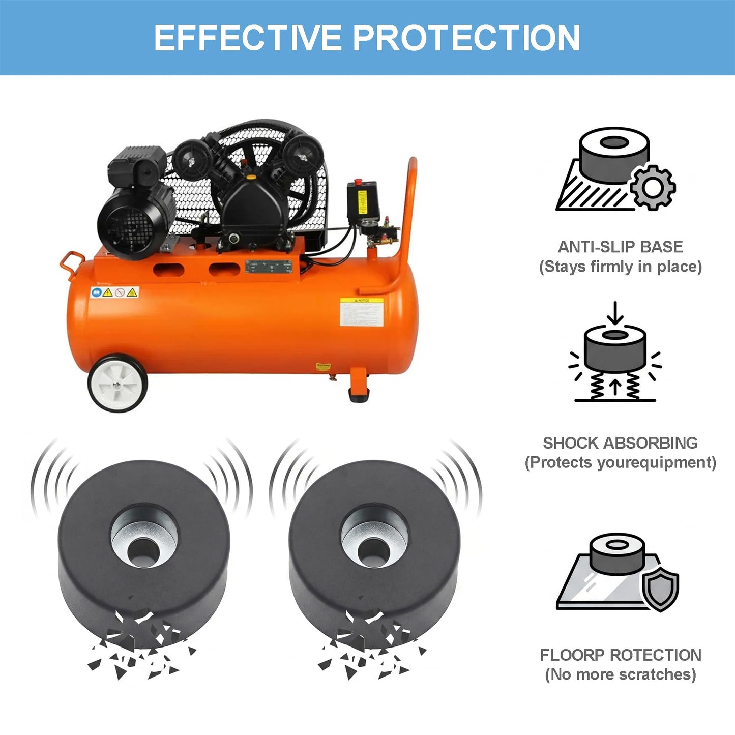 Anti Vibration Rubber Feet Pads 4Pack, Replacement for Briggs & Stratton 192310GS Coleman Powermate Husky Fini D091007, Heavy Duty Air Compressor Isolator with Screws for Generator Pressure Washer
