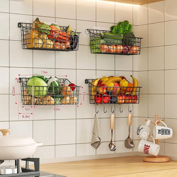 Sonyabecca 4 Pack Hanging Wall Basket