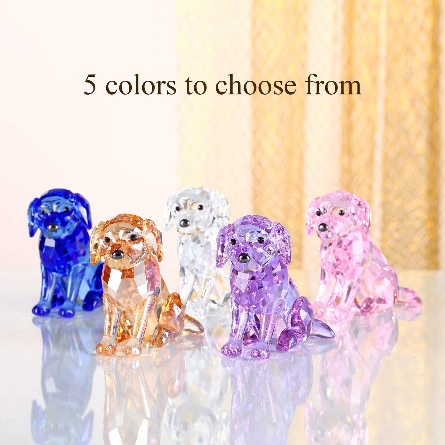 DOJOZ Crystal Labrador Dog Puppy Figurine Animals Lovely Craft Home Decor Ornaments Collectible Birthday Gifts (Gold)