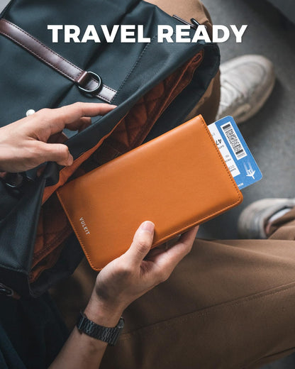 VULKIT Passport Holder Travel Wallet, Genuine Leather Passport Holder Cover RFID Blocking Travel Document Organiser for Women Men
