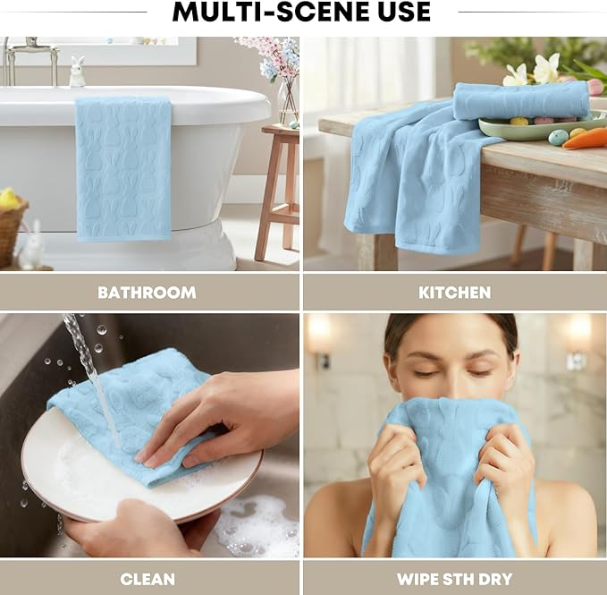 Artoid Mode 1 Pc Light Blue 3D Rabbit Jacquard Easter Hand Towels