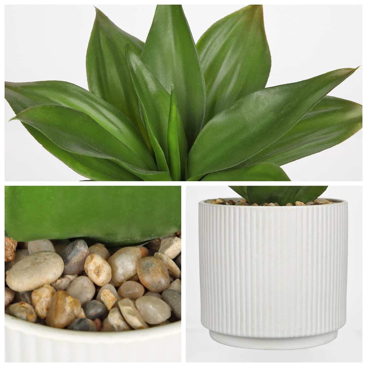 Hollyone Artificial Agave Plants Fake Succulent Agave Plant Potted in White Pot Succulents Aloe Plant for Desk Modern Office Living Room Table Shelf Home Indoor Outdoor Decor