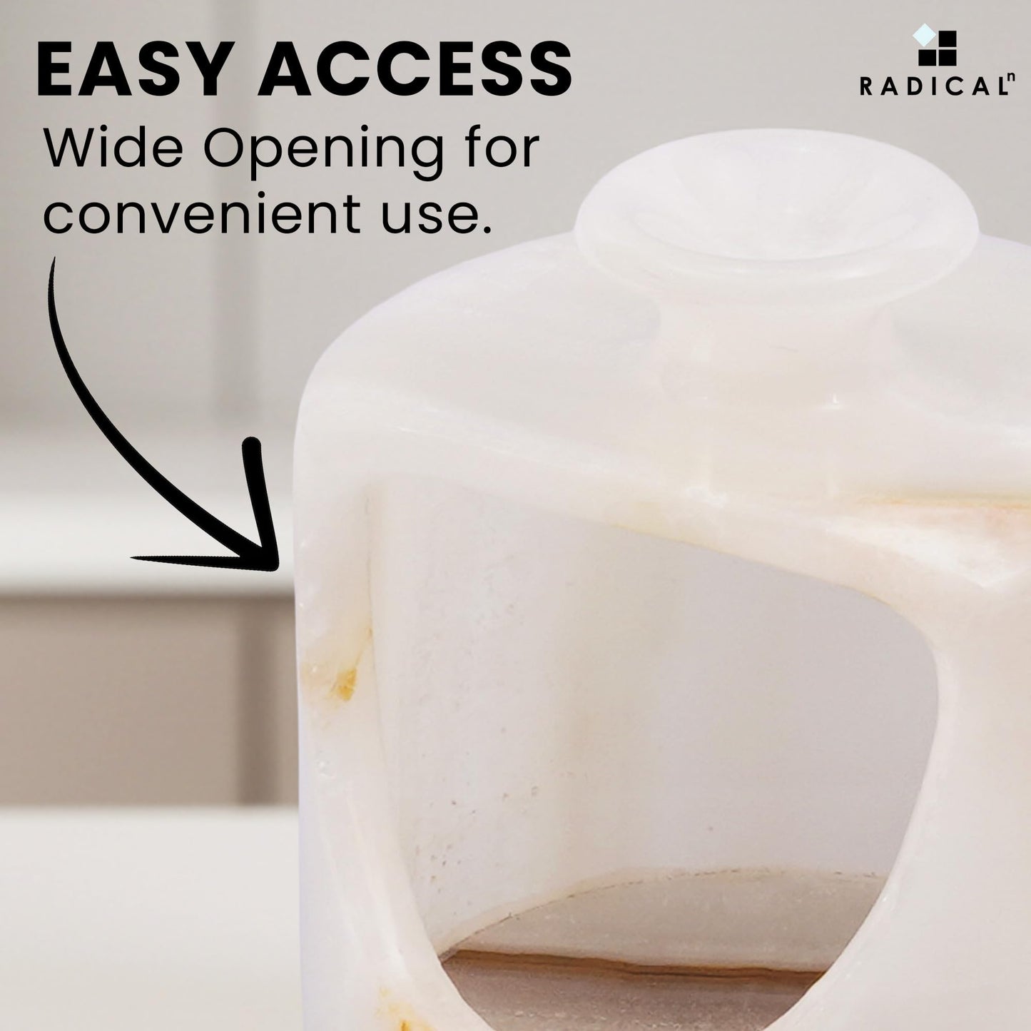 Radicaln Marble Salt Cellar 4.5" Inches White Onyx Handmade Salt & Spices Storage Container For Kitchen Countertop, Ideal Pig Salt Box, Salt Bowl & Spice Jar for Table Decor