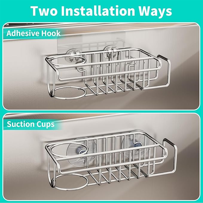 HapiRm 4 in 1 Sink Caddy Sponge Holder, SUS304 Stainless Steel Kitchen Brush