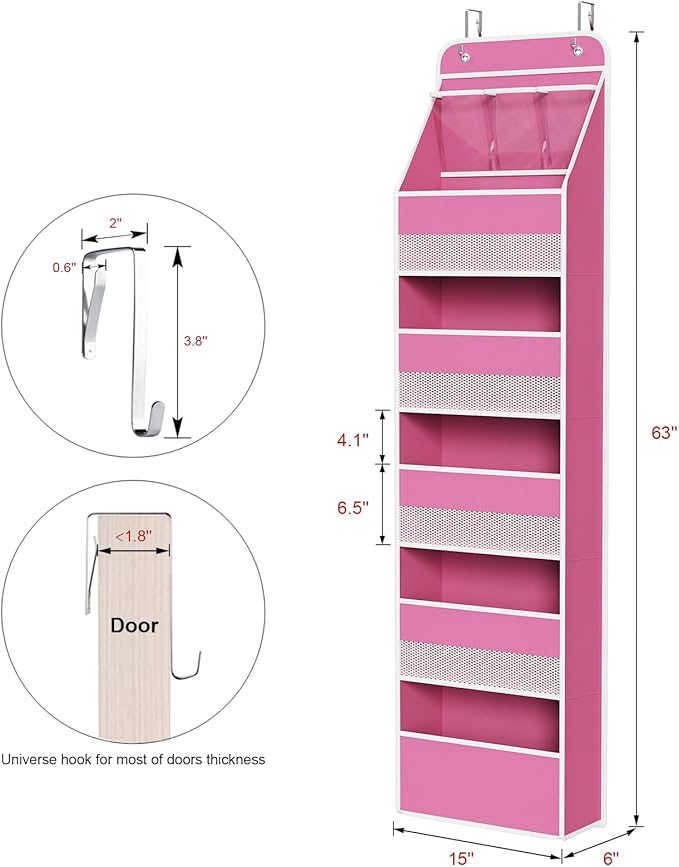 Univivi 6-Shelf Over Door Hanging Organizer Fabric Baby Door Storage