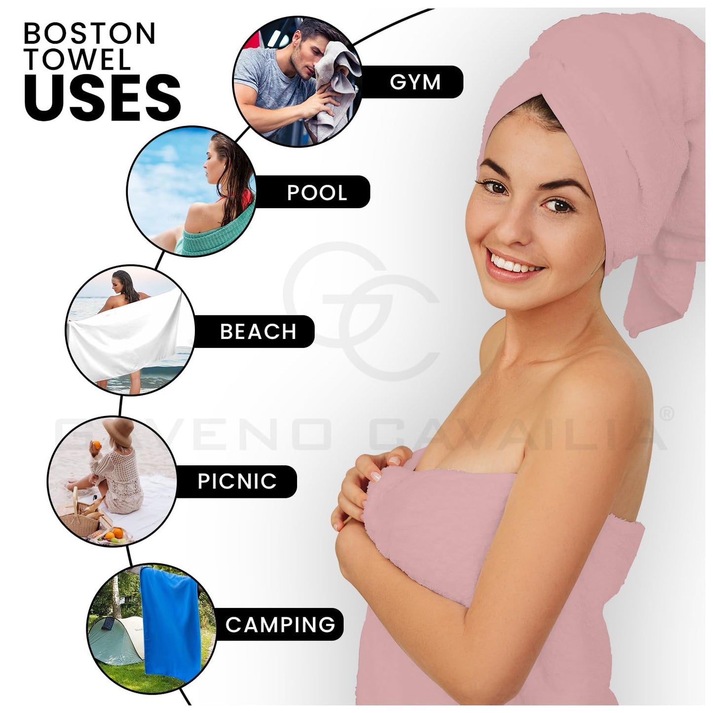 GC GAVENO CAVAILIA 8 Piece Towel Bale Set, Quick Dry Highly Absorbent Cotton Towel Sets Bathroom, Blush Pink Towels Sets 450 GSM, 4x Face Towel 2x Hand Towels 2x Bath Towels