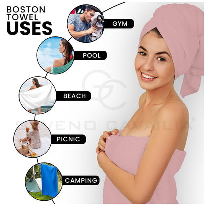 GC GAVENO CAVAILIA 8 Piece Towel Bale Set, Quick Dry Highly Absorbent Cotton Towel Sets Bathroom, Blush Pink Towels Sets 450 GSM, 4x Face Towel 2x Hand Towels 2x Bath Towels