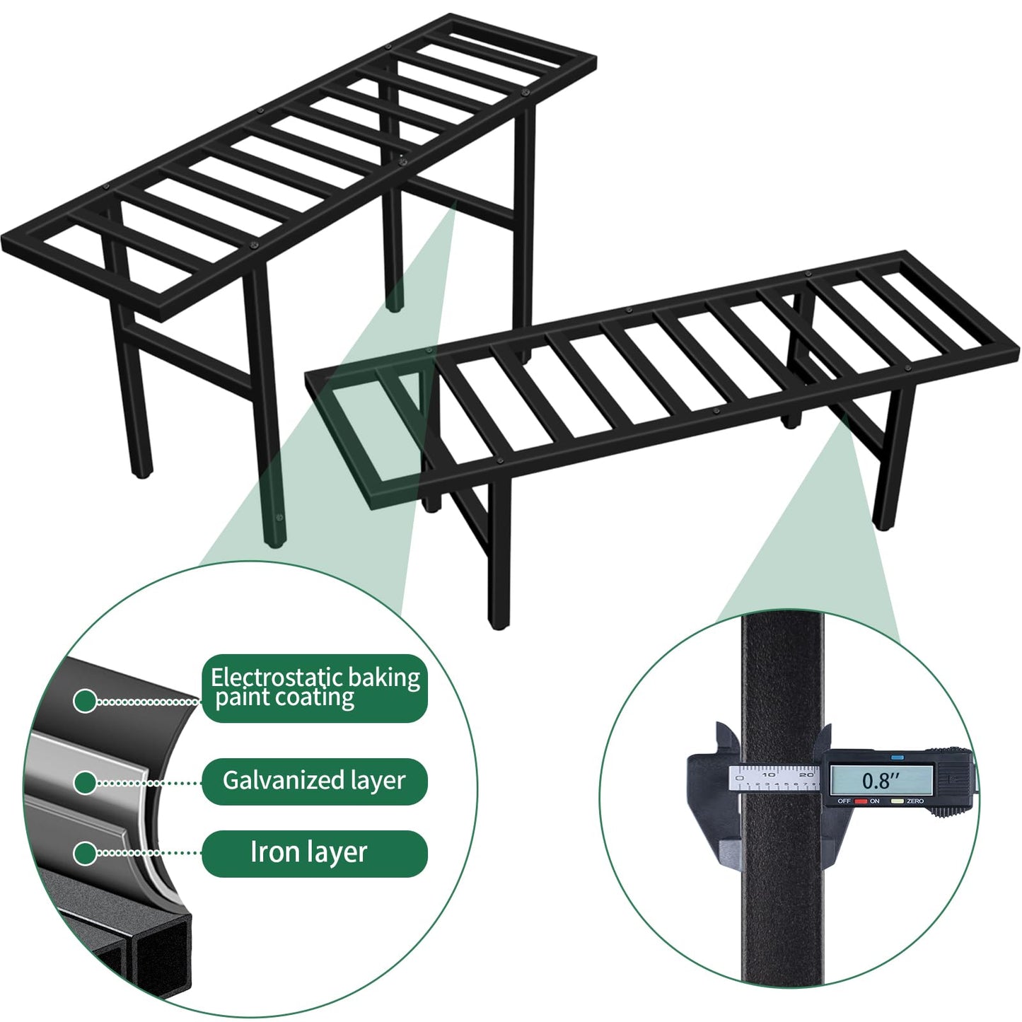 LLAXERGU Plant Stand Indoor Outdoor, Heavy Duty Iron Pedestal Stands Metal Plant Stand for Indoor Outdoor, 2-Tier Sturdy Flower Stand Display Plant Shelf