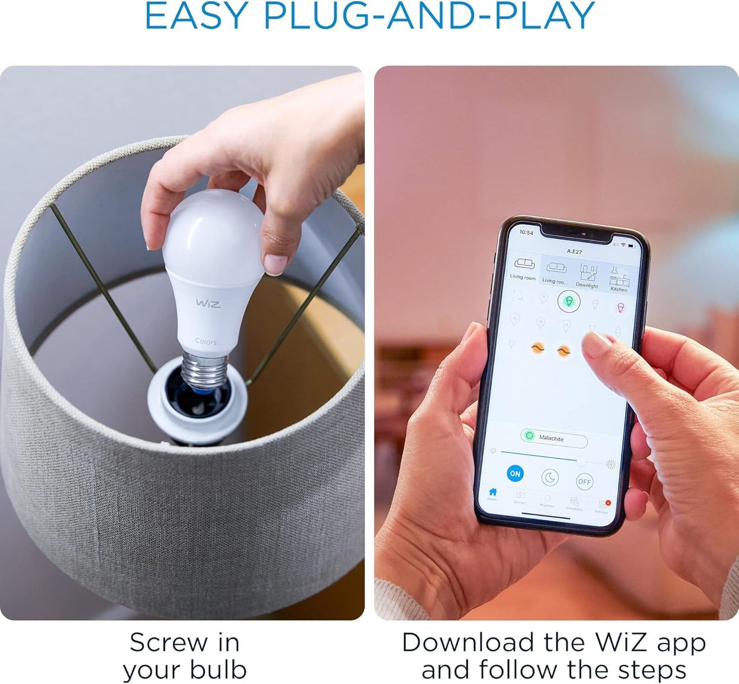 WiZ 60W A19 Tunable White LED Smart Bulb - Pack of 6 - E26- Indoor - Connects to Your Existing Wi-Fi - Control with Voice or App + Activate with Motion - Matter Compatible