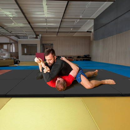 BalanceFrom All Purpose 4'x10'x2" Extra Thick High Density Anti Tear Gymnastics Gym Folding Exercise Aerobics Mats (Black)