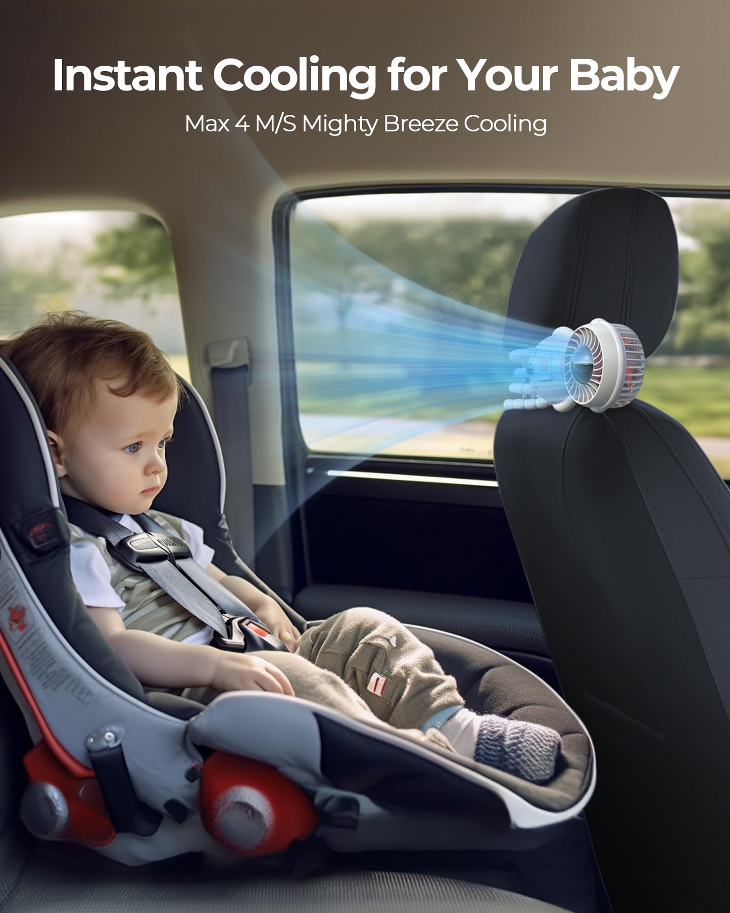 SLENPET Astronaut Portable Stroller Fan, Baby-Safe Clip-on with Detachable Flexible Tripod, Rechargeable Battery-Operated, 3-Speeds, 270° Rotation - Ideal for Car Seats, Cribs, Treadmills, Travel