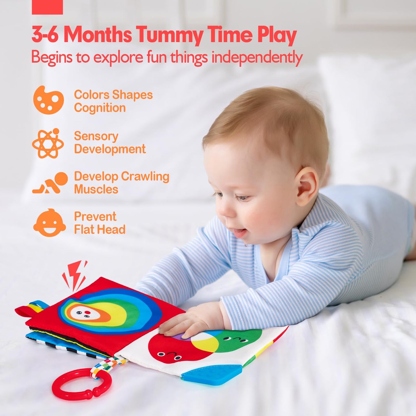 hahaland 2 Pack Baby Toys 0-6 Months, High Contrast Soft Baby Books, Hangable Sensory Toys Crinkle Cloth Books Folding Infant Toys, Newborn Toys 0-3 6 9 12 Months Boys Girls Gifts