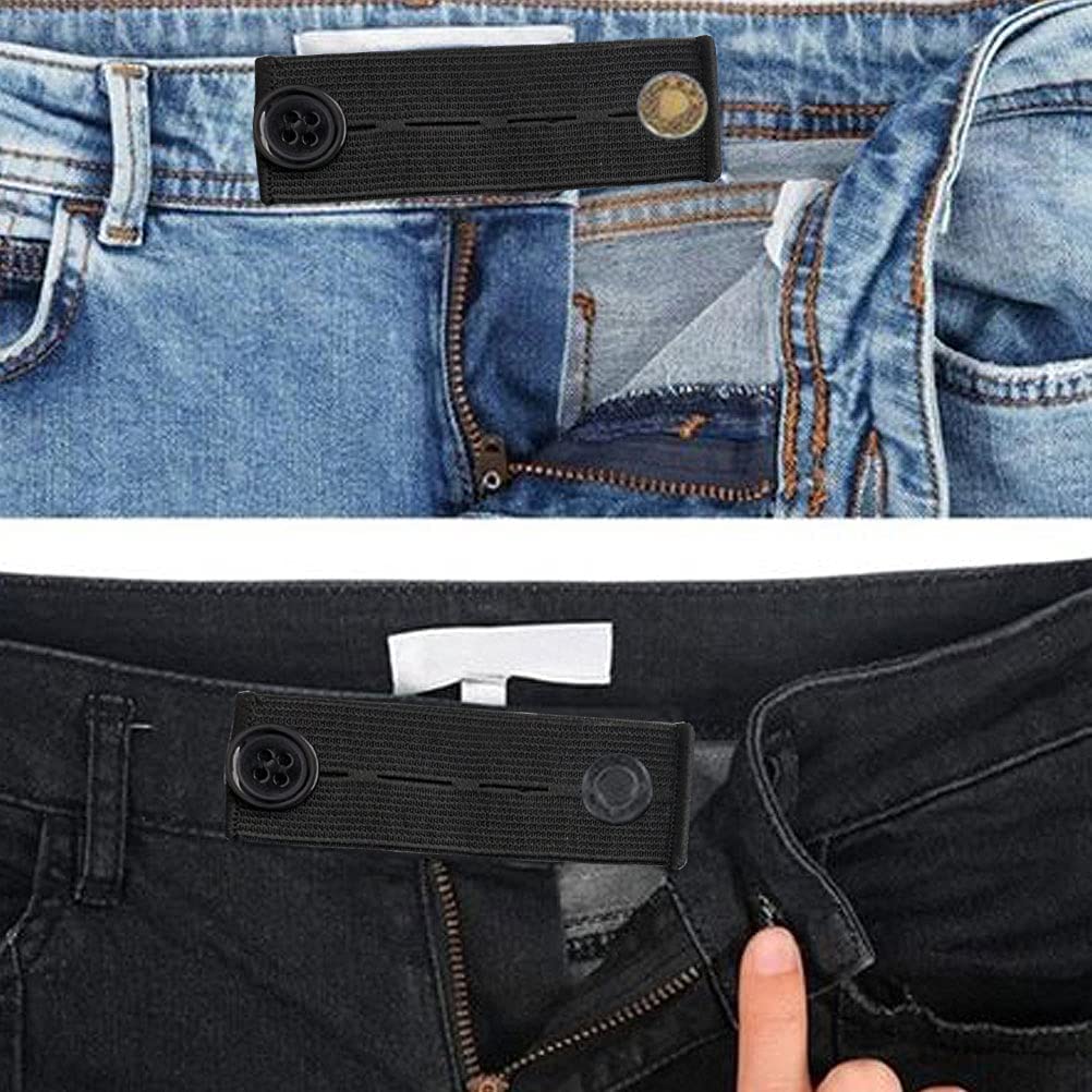 5PCS Adjustable Waist Extender, Elastic Button Extender Pants Waist Extension for Trousers Jeans Pregnant Trousers