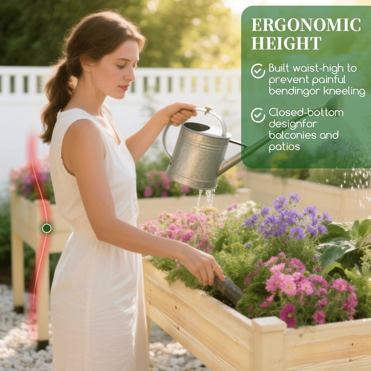 ZIENLIFE Wood Raised Garden Bed, 48x24x30in Elevated Wooden Planter Box with Legs Standing Growing Bed for Backyard, Patio, Balcony with Bed Liner, 200 Pound Capacity 3PCS