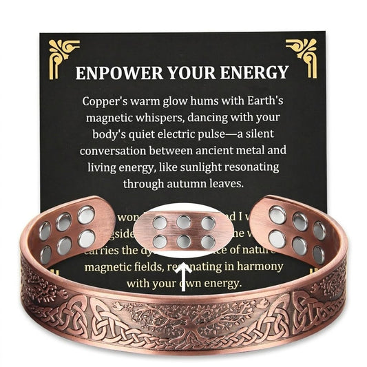 MagEnergy Copper Bracelet for Men, 18X Strength Magnetic Bracelet with 3800 Gauss Magnets, 99.99% Pure Solid Copper, Men's Jewelry Gift