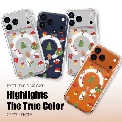MAYCARI Christmas Phone Case for iPhone 17 Pro Max Compatible with Magnet Cute Wreath Candy Cane Clear Magnetic Phone Cover for Girls Women TPU Hard Back Shockproof Protective Case for Apple 17PM 6.9"