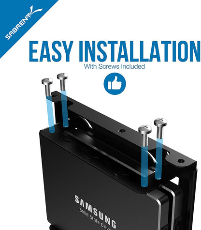 SABRENT 2.5" HDD SSD to 3.5" mounting frame, Internal hard disk mounting kit adapter, removable frame bracket kit Compatible with all types of 2.5" hard drive / SSD, Screw pack included (BK-HDDH)