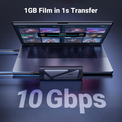 UGREEN M.2 NVMe & SATA Enclosure, USB 3.2 Gen 2 SSD Enclosure, 10Gbps NVMe External Caddy, Aluminum PCIe Adapter for M and M&B Key in 2230/2242/2260/2280 SSDs