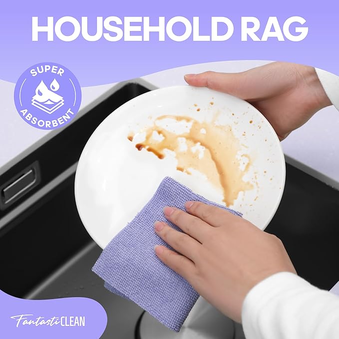 Fantasticlean Microfiber Cleaning Cloth Roll 4 Rolls 240 Pack, Tear Away