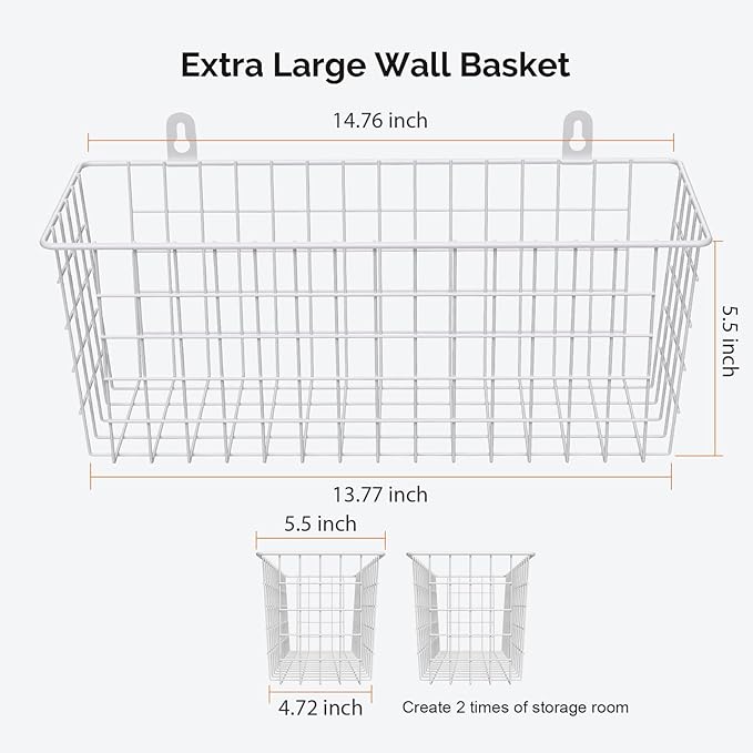 MaraFansie [Extra Large Wire Basket 2-Pack Hanging Wall Organizer Cabinet