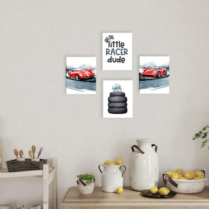 Modern Car Posters Classic Supercar Wall Art Prints, Cool Racing Ferrari Lamborghini McLaren Pagani Canvas Posters for Man Cave Boys Room Wall Decor, Sports Car Art Prints, Set of 4 (8"x10" Unframed)
