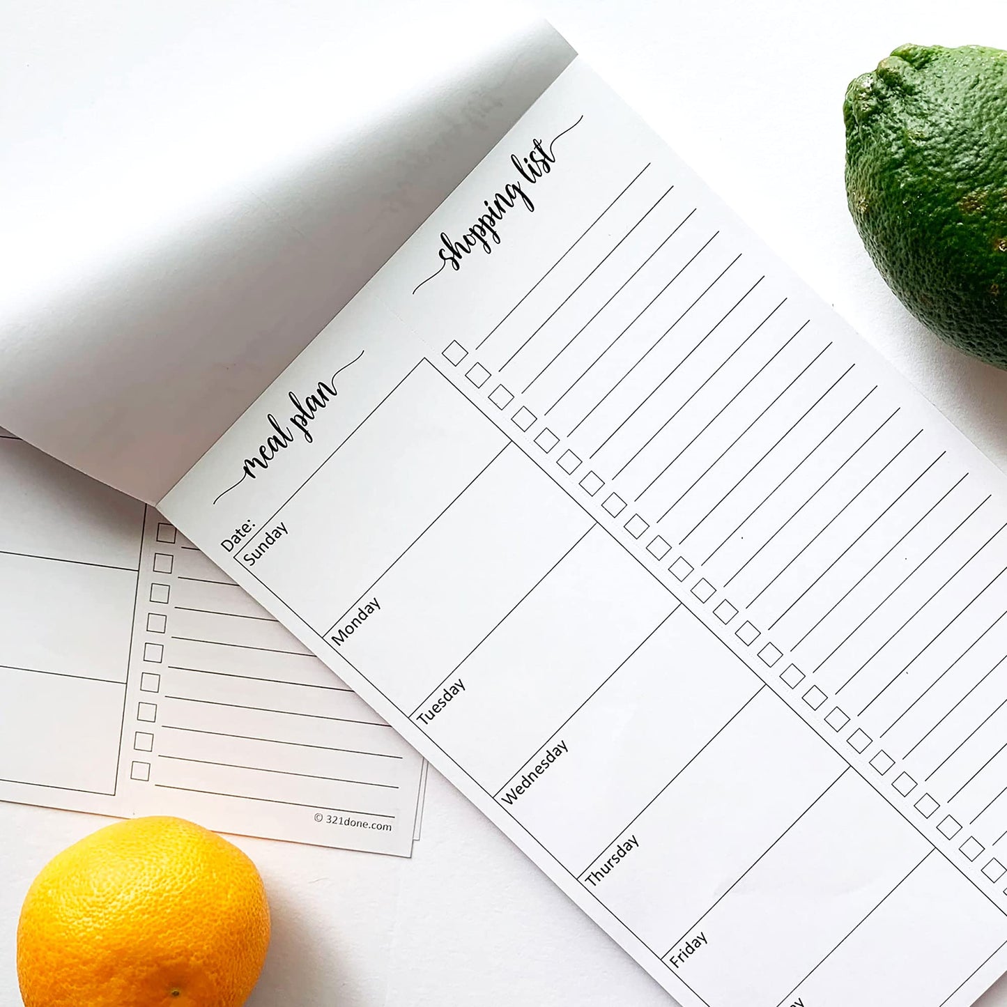 321Done Magnetic Meal Planning Notepad - Large Letter Size (8.5x11) Weekly Menu Planner Tear-Off Refrigerator Fridge Shopping List Meals Grocery Memo Pad - Perforated Sunday Start, Made in USA