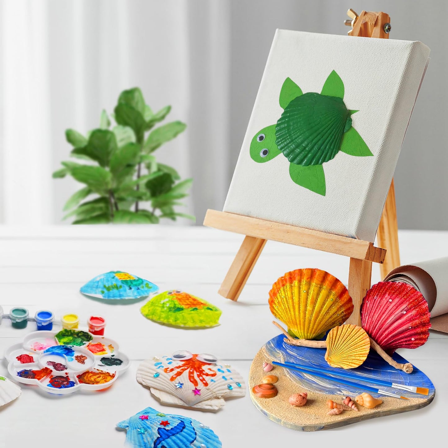 Eleanore's Diary Kids Sea Shell Painting Kit, Arts & Crafts Painting Gifts for Boys Girls, DIY Creative Craft Activities Toys for Age 5 6 7 8 9 10 11 12 Year Old, Birthday Easter Rainy Day Gifts