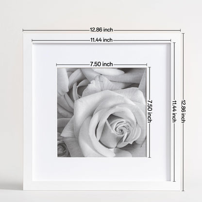 eletecpro 12x12 Picture Frames Set of 9 with Clear Acrylic Cover, Display 8x8 Photos with Mat or 12x12 Without, Classic and Sturdy Square Collage Gallery Wall Decor, Easy Wall Mount, White