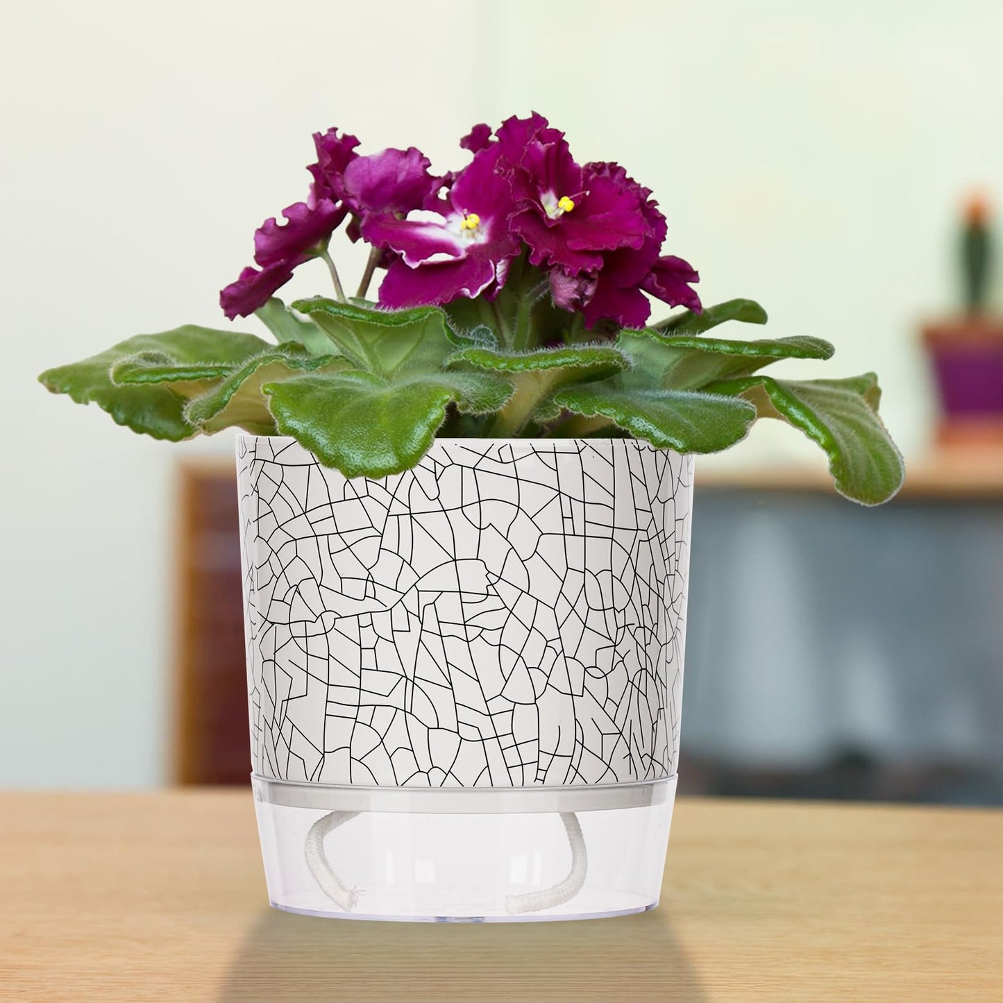 CWYEYE 4 Pack Self Watering Pots for Indoor Plants, 4" + 5.5" Flower Pots with Wick Rope and Reservoir, Plant Pots for African Violet, Spider Plant, Orchid