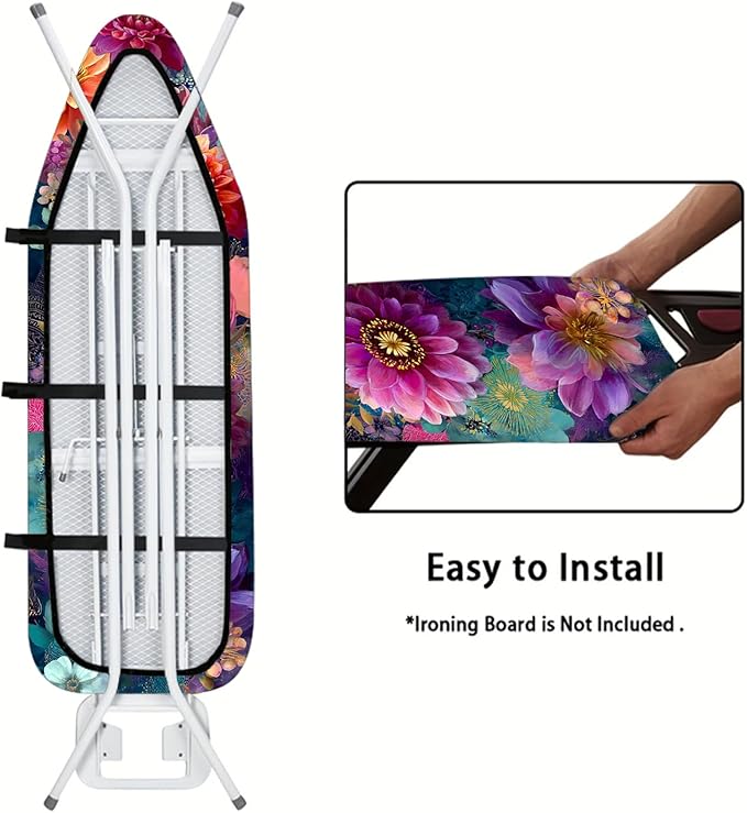 Nuxovilar Colorful Floral Pattern Ironing Board Cover, 15×54 inch, Fits Most