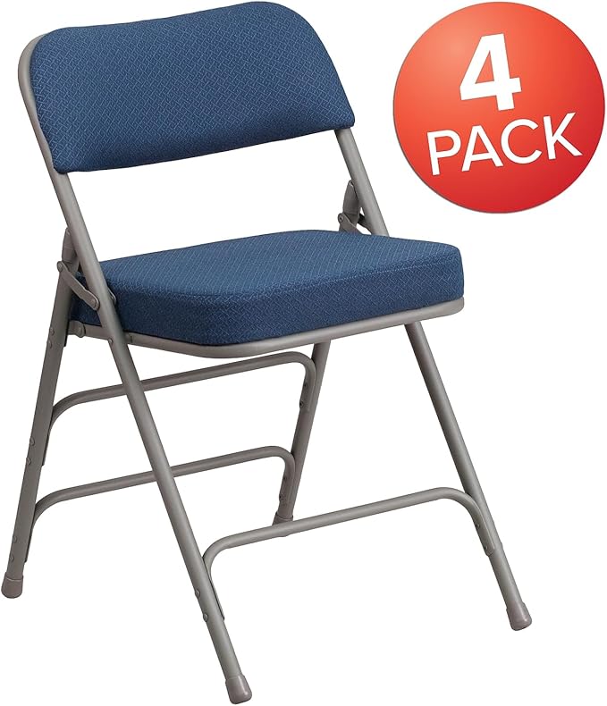 Flash Furniture 4 Pack HERCULES Series Premium Curved Triple Braced & Double