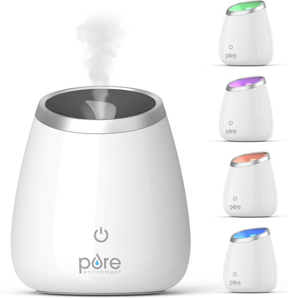 Pure Enrichment PureSpa Deluxe Ultrasonic Aromatherapy Oil Diffuser - 120ml Water Tank, Mood-Boosting Ionizer and Optional Color-Changing Light - Lasts Up to 10 Hours with Auto Safety Shut-Off