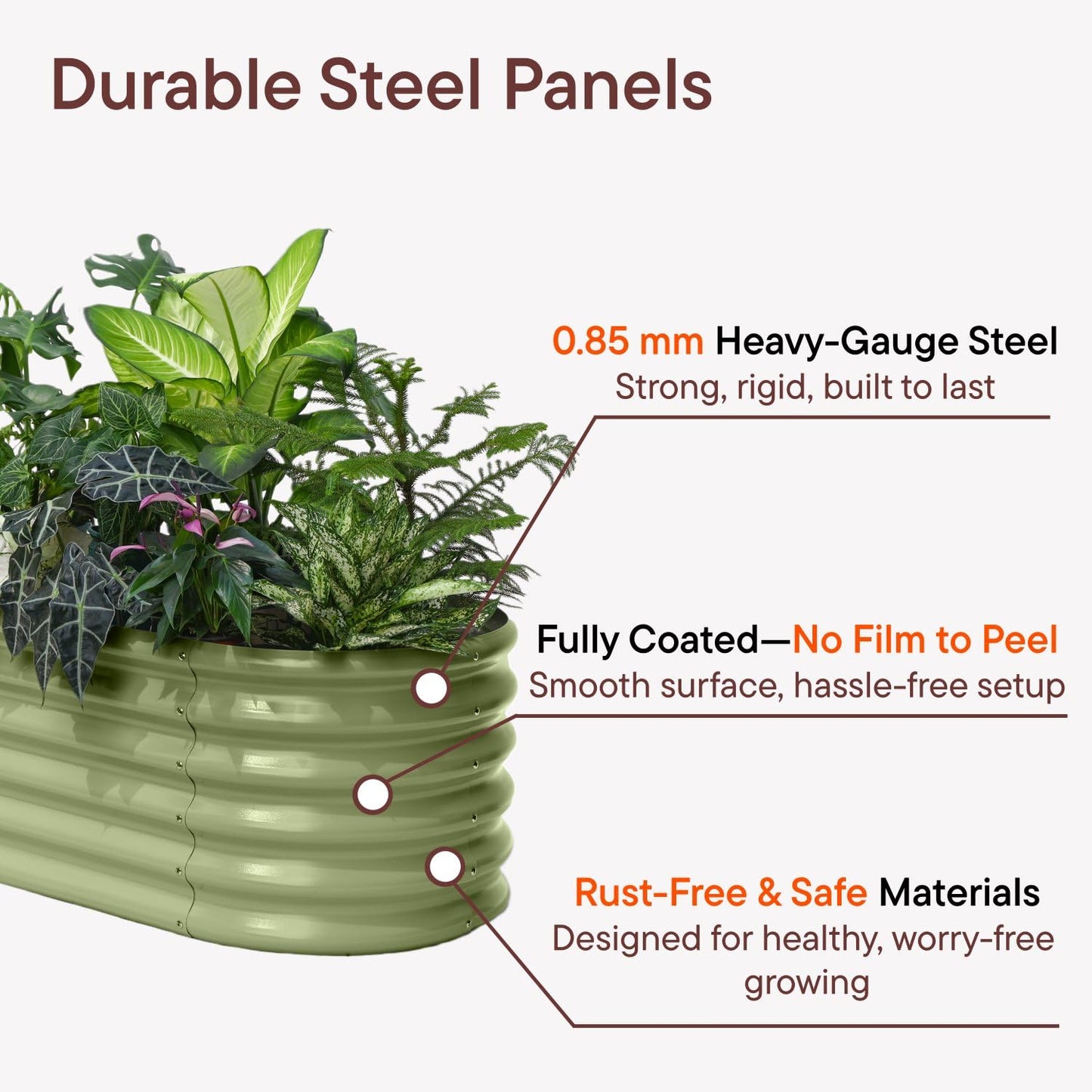 Annoell 4-Pack Raised Garden Bed 6x2x1.5 ft, 17" Tall Galvanized Metal Planter Boxes Outdoor, Durable Steel Flower Bed for Herb Strawberry, Zn-Al-Mg Garden Boxes for Small Space - Sand Beige